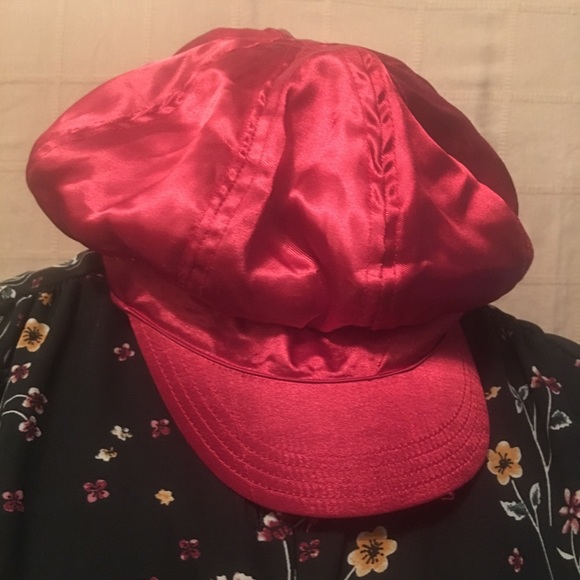 Red Raspberry Satin Newsboy Cap 